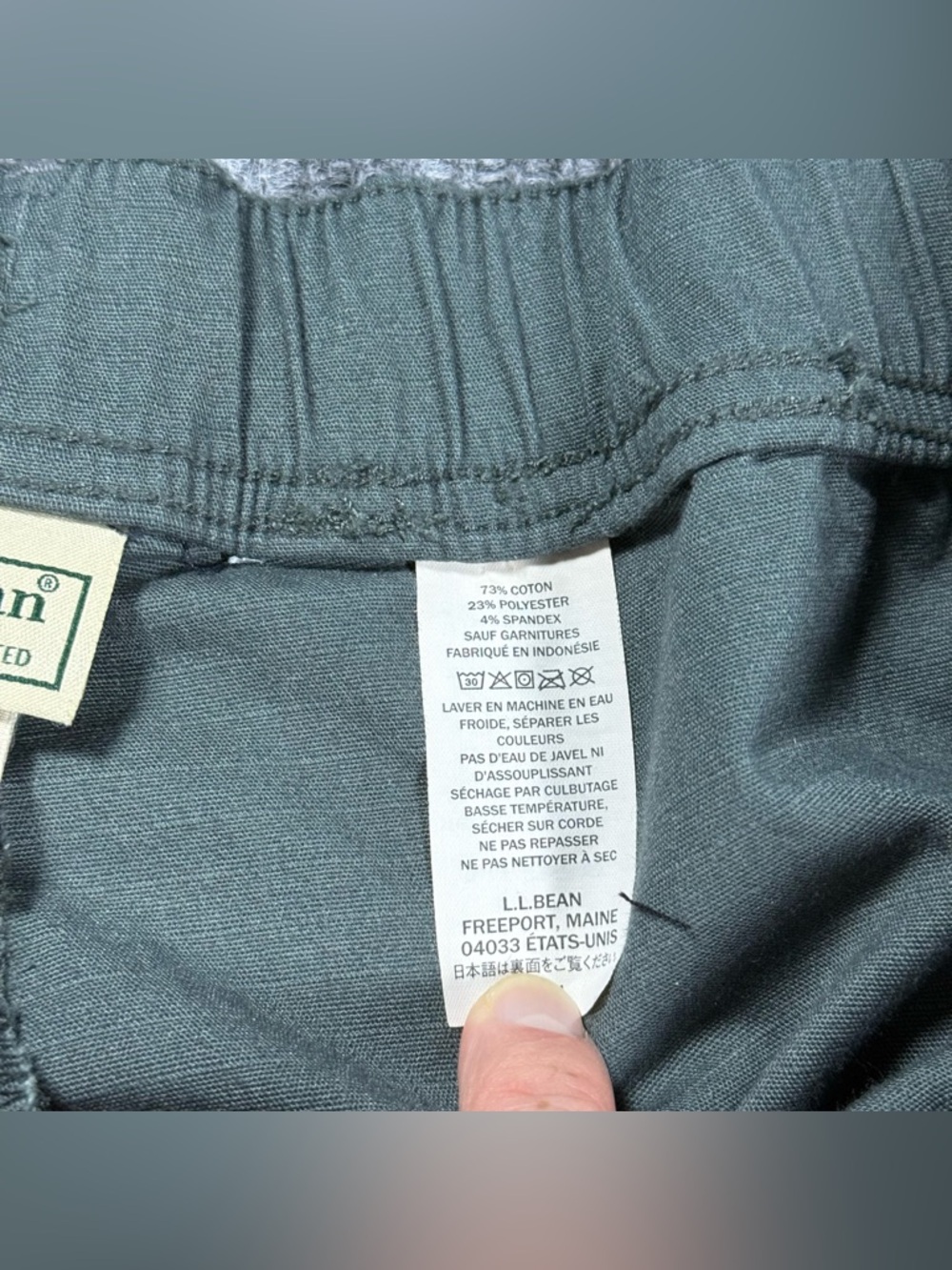 LL Bean Explorer Ripstop Pants Comfort Waist Tapered Leg Green Size XL 28” - Picture 5 of 10
